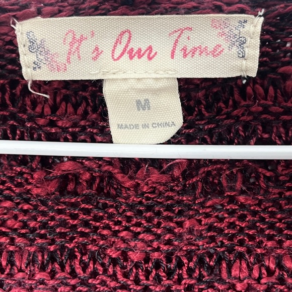 It’s Our Time cardigan fringe sweater lightweight red size medium - Picture 3 of 5